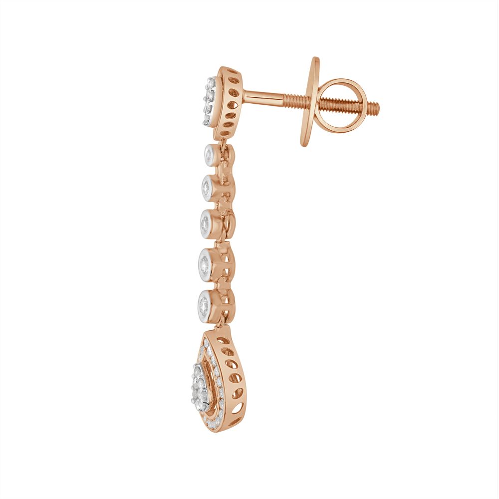 Cluster Design Diamond Drop Earrings-Earrings-OER23I92-D400X0B