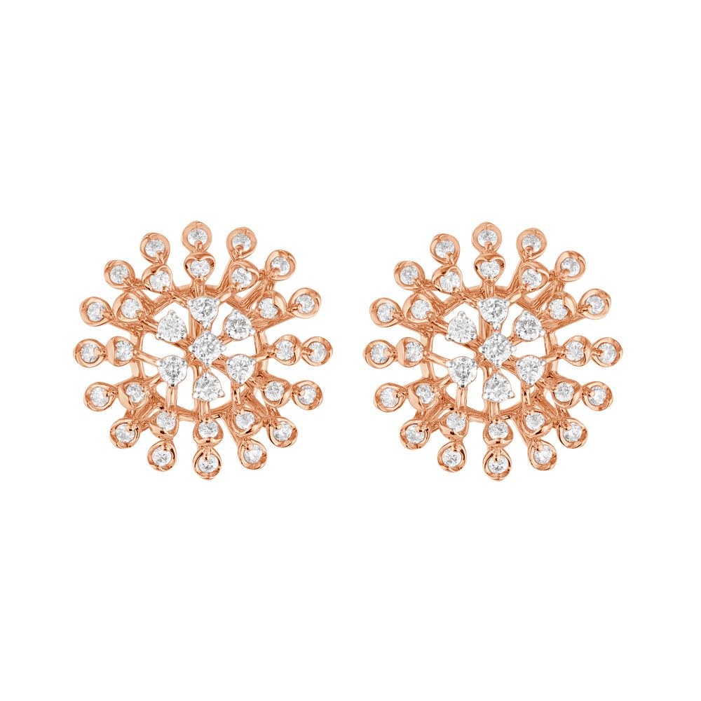 Starburst Diamond and Rose Gold Earrings-Earrings-OER23I95-D300X0B