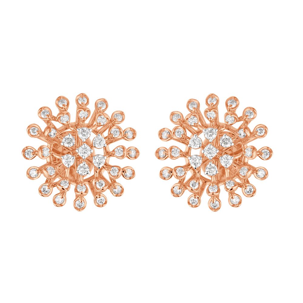 Starburst Diamond and Rose Gold Earrings-Earrings-OER23I95-D300X0B