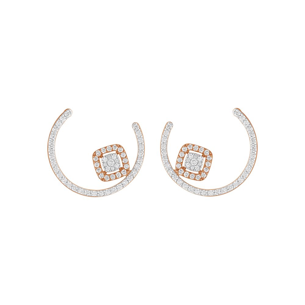 Modern Diamond and Rose Gold Earrings-Earrings-OER23I96-D300X0B