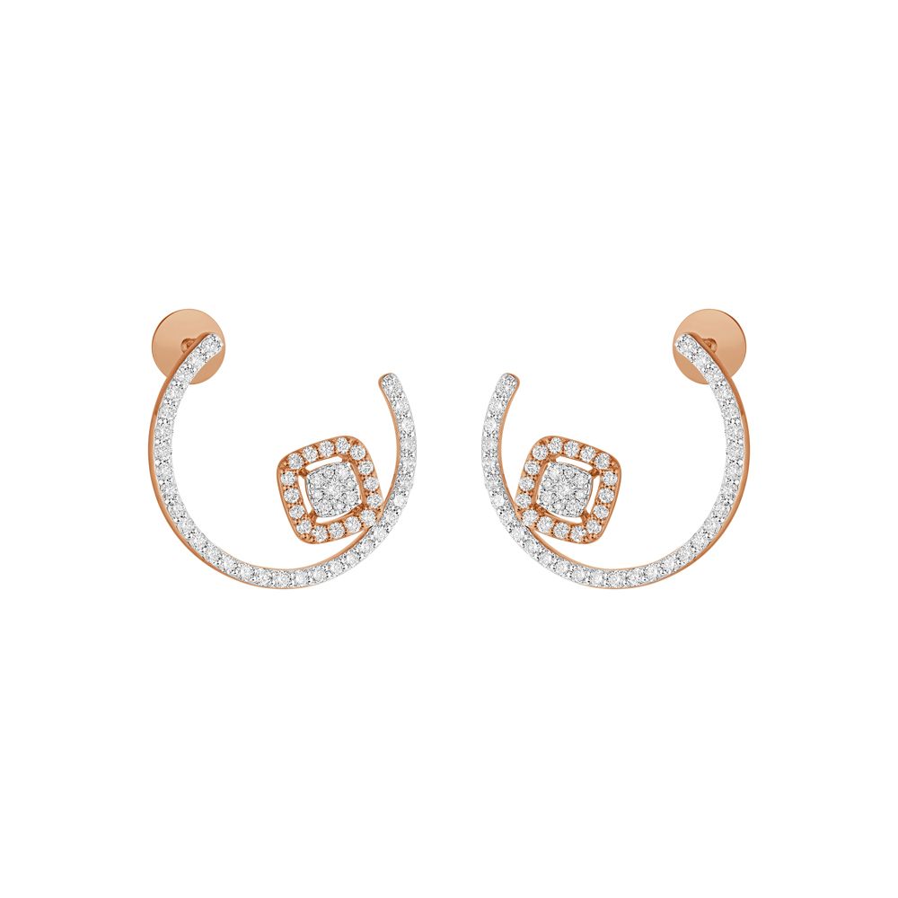 Modern Diamond and Rose Gold Earrings-Earrings-OER23I96-D300X0B