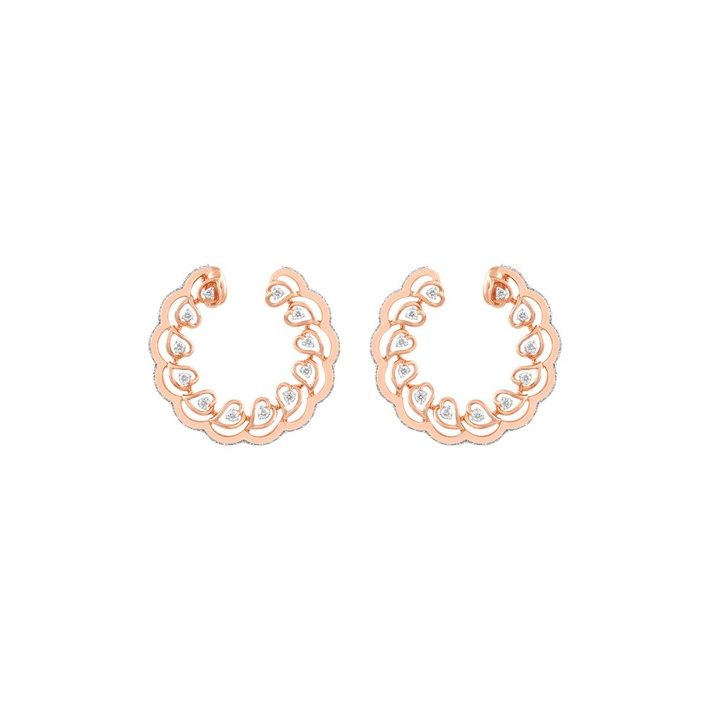 Delicate Rose Gold and Diamond Earrings-Earrings-OER23I97-D300X0B