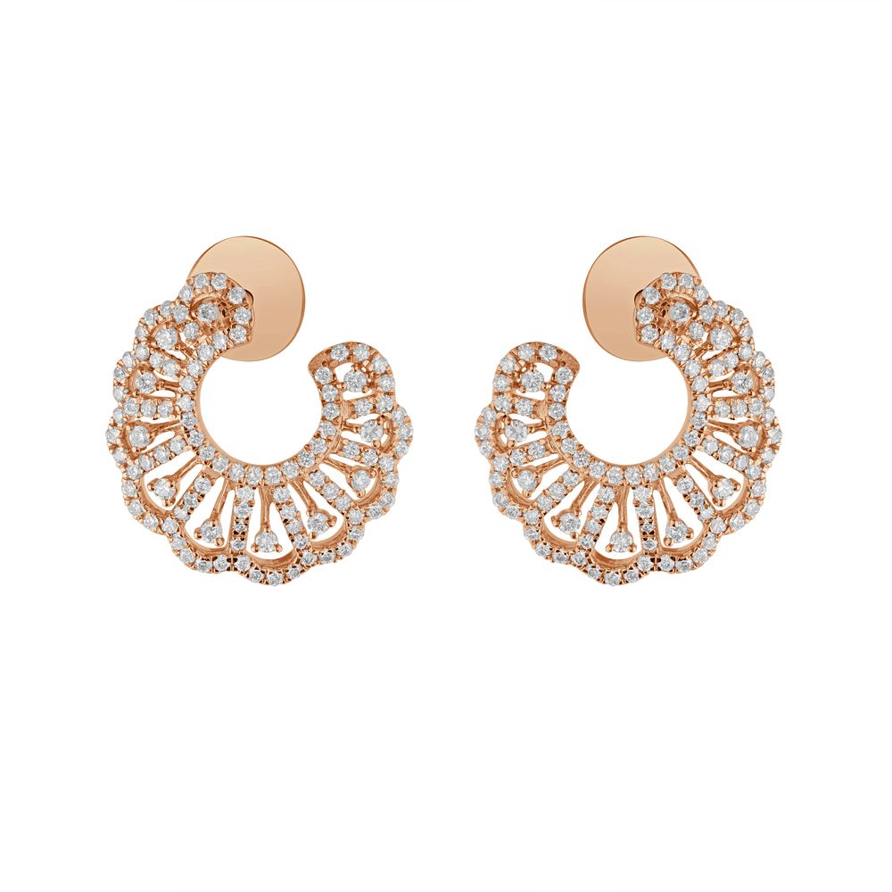 Artistic Floral Design Diamond Earrings-Earrings-OER23I99-D300X0B