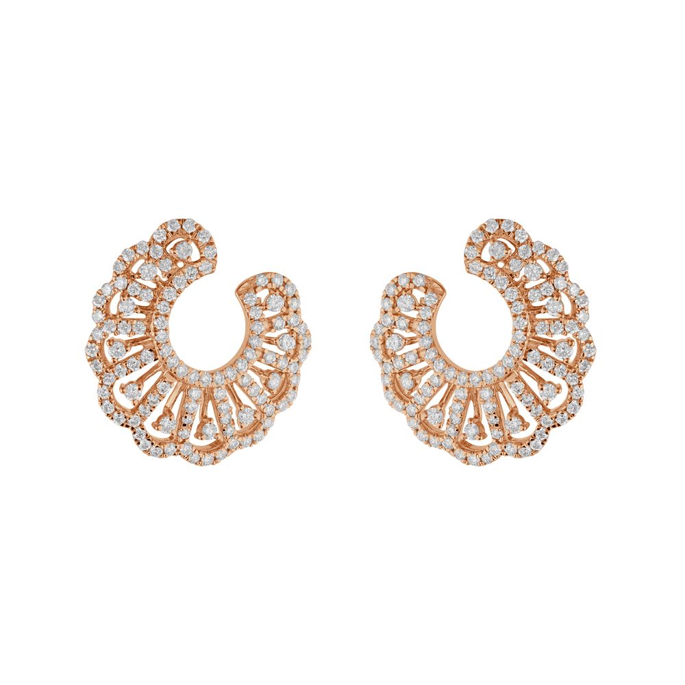 Artistic Floral Design Diamond Earrings-Earrings-OER23I99-D300X0B