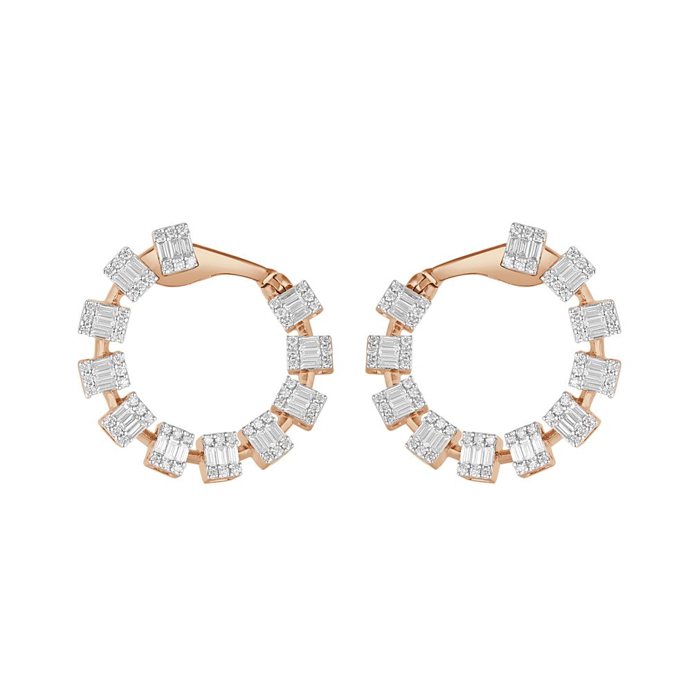 Elegant Diamond and Rose Gold Earrings-Earrings-OER23J01-D300X0B