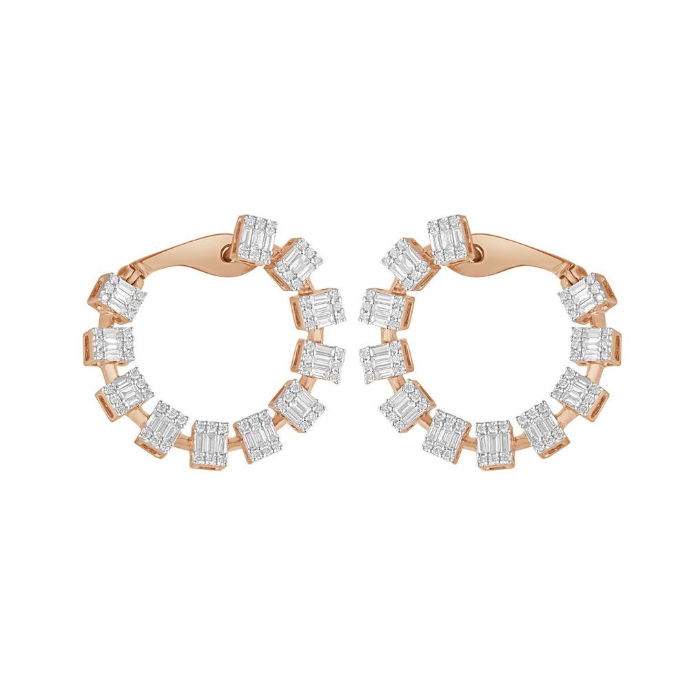 Elegant Diamond and Rose Gold Earrings-Earrings-OER23J01-D300X0B