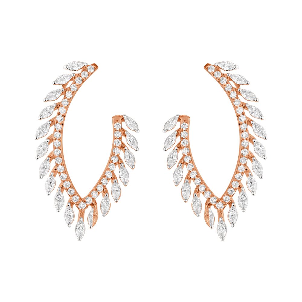 Leafy Diamond Earrings-Earrings-OER23J02-D300X0B