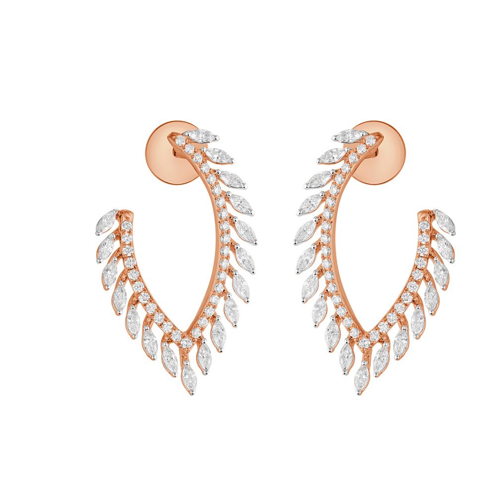 Leafy Diamond Earrings-Earrings-OER23J02-D300X0B