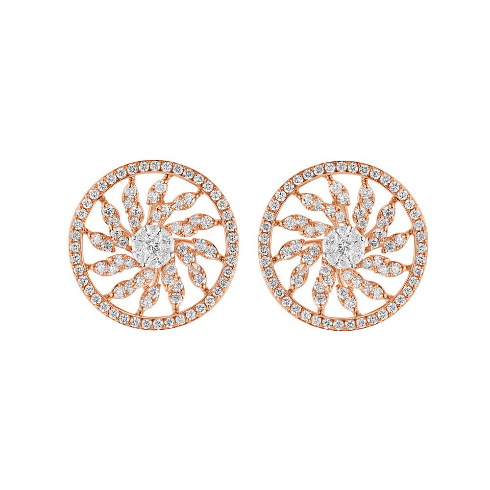 Simple Round Diamond Earrings-Earrings-OER23J03-D300X0B
