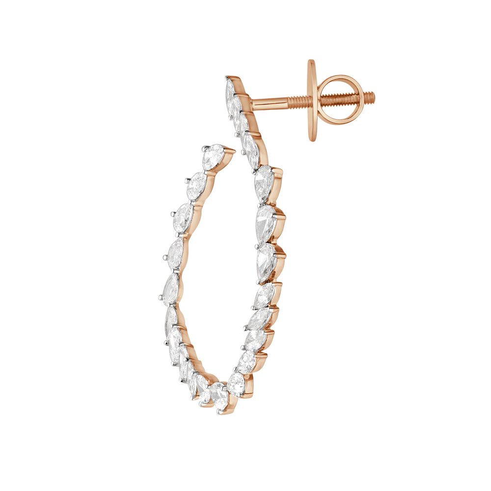 Swirl Design Diamond Earrings-Earrings-OER23J04-D300X0B