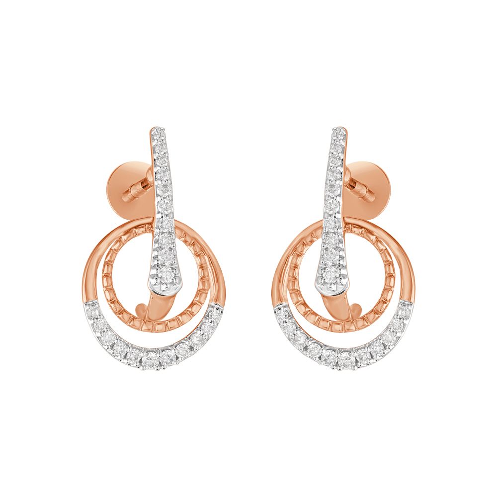 Simple Geometric Diamond Earrings-Earrings-OER23J05-D400X0C