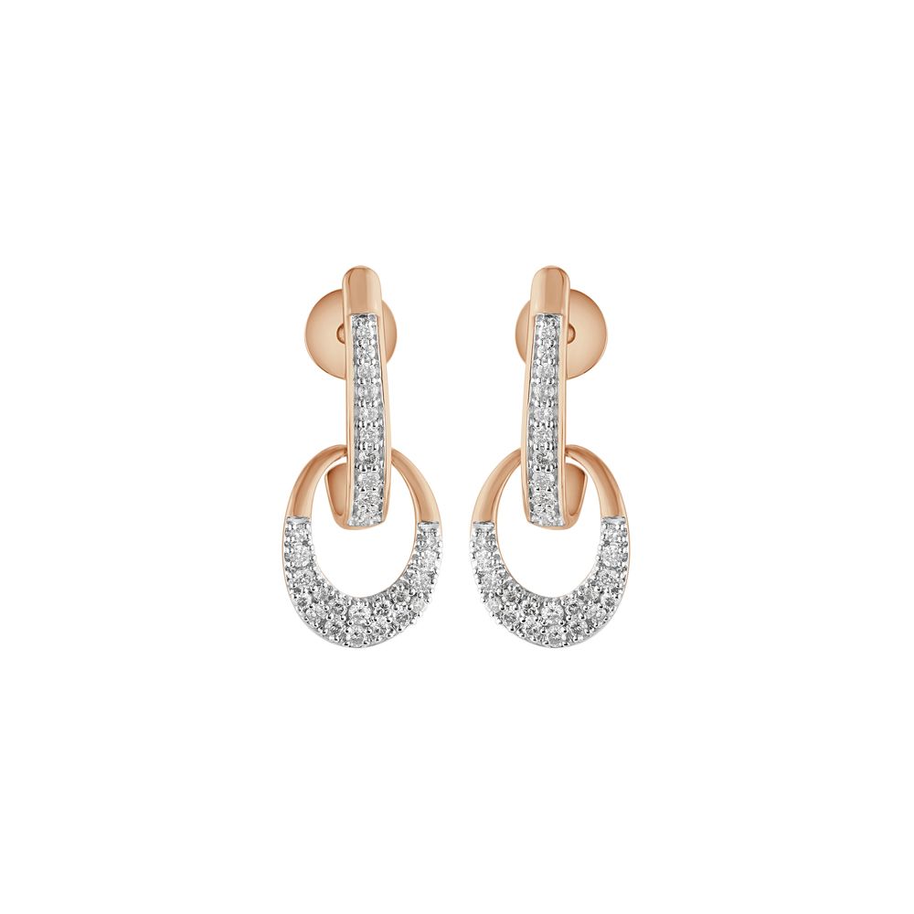 Oval Design Diamond Earrings-Earrings-OER23J06-D400X0C