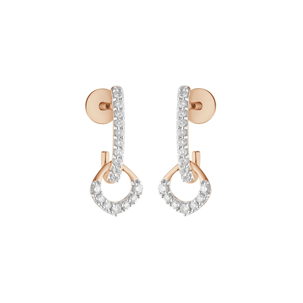 Eclectic Geometric Design Diamond Earrings-Earrings-OER23J07-D400X0C