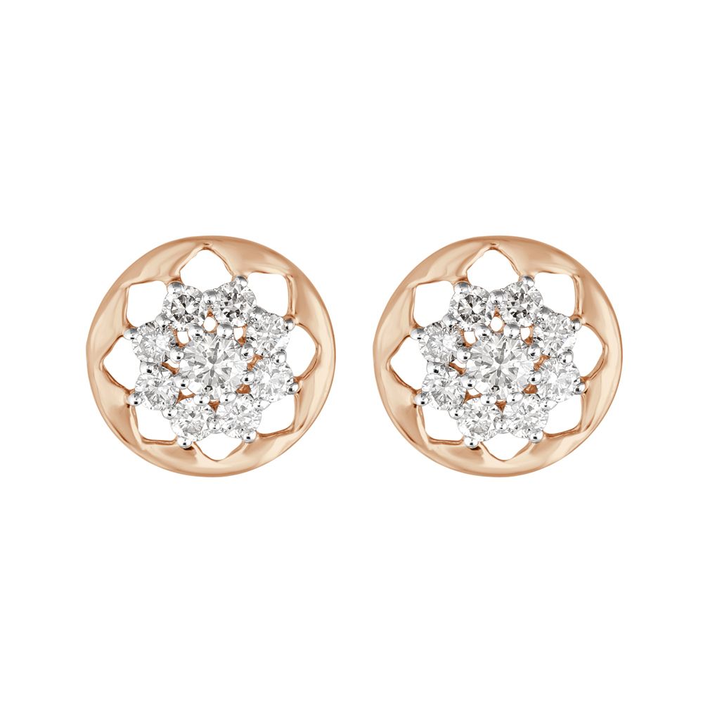 Minimal Diamond and Rose Gold Studs-Earrings-OER23J08-D900X0C