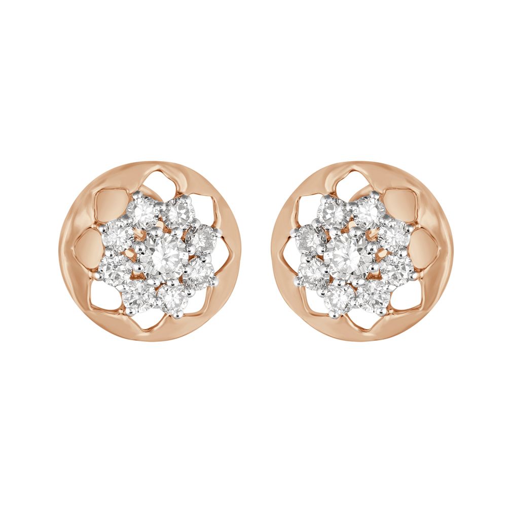 Minimal Diamond and Rose Gold Studs-Earrings-OER23J08-D900X0C