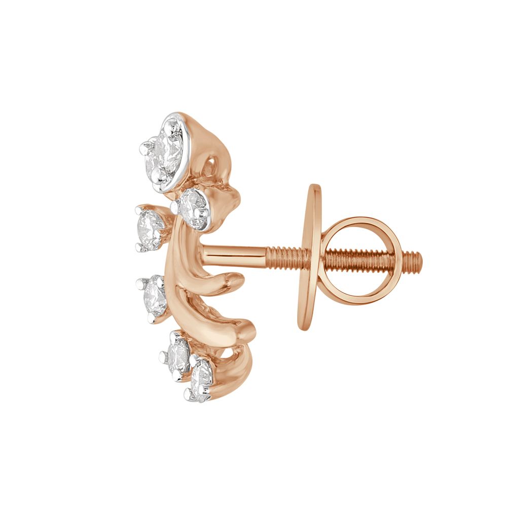 Fern Design Diamond Studs-Earrings-OER23J09-D900X0C