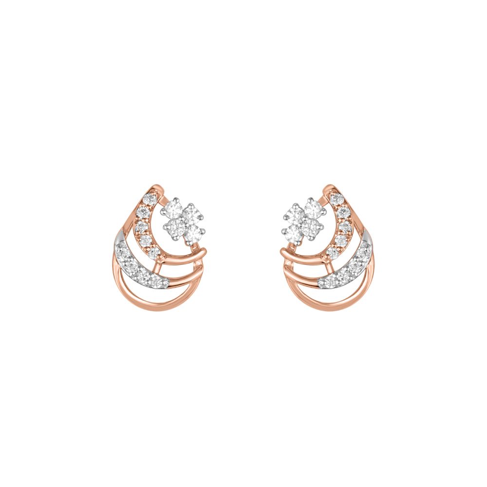 Breathtaking Drop Design Diamond Studs-Earrings-OER23J12-D900X0C