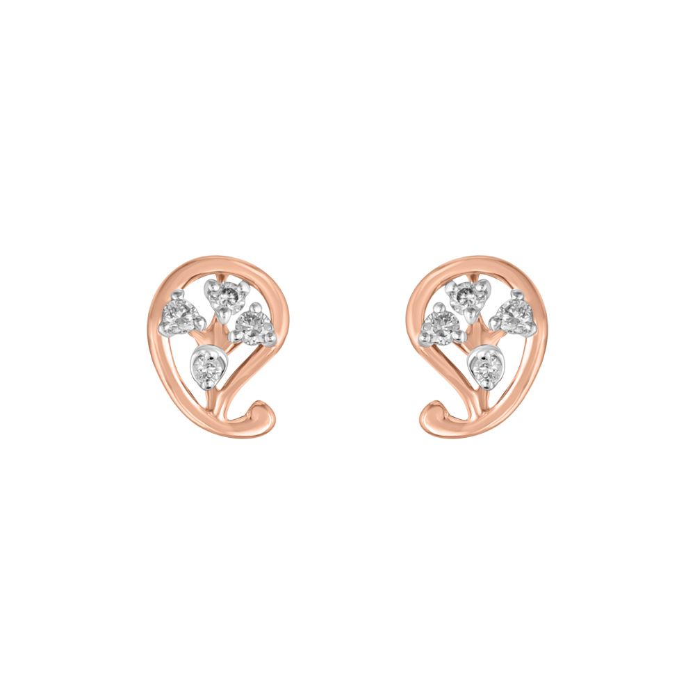Paisely Design Diamond Studs-Earrings-OER23J13-D900X0C