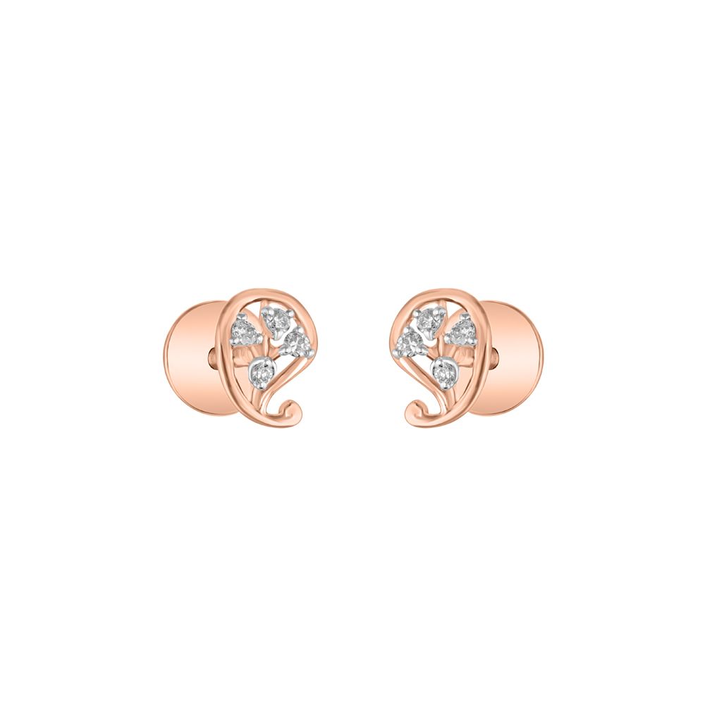 Paisely Design Diamond Studs-Earrings-OER23J13-D900X0C