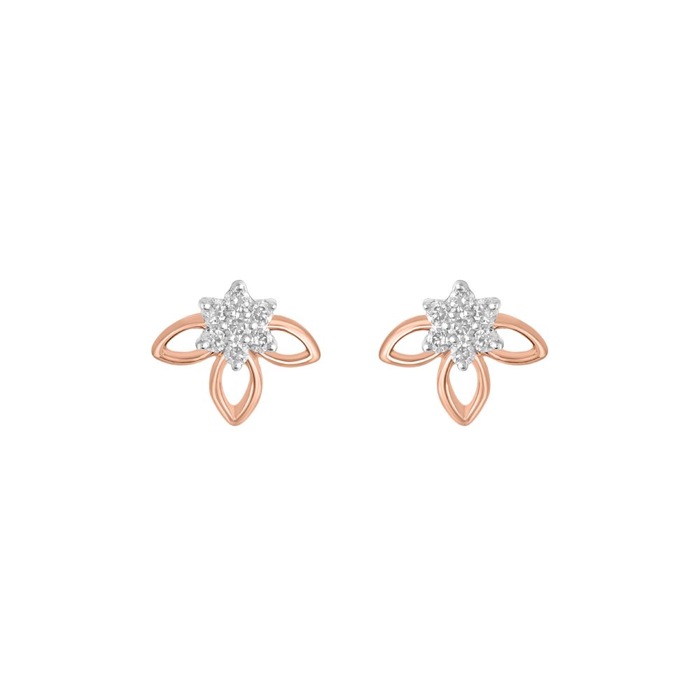 Dainty Floral Rose Gold Studs-Earrings-OER23J15-D900X0C