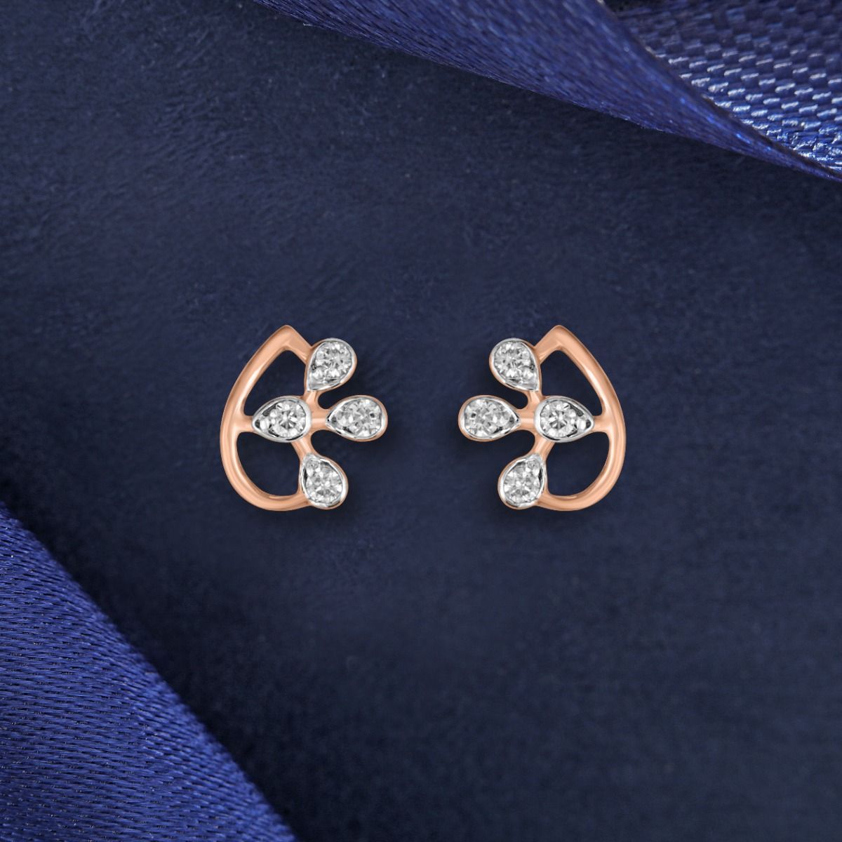 Stylish 14Kt Rose Gold Studs-Earrings-OER23J16-D900X0C