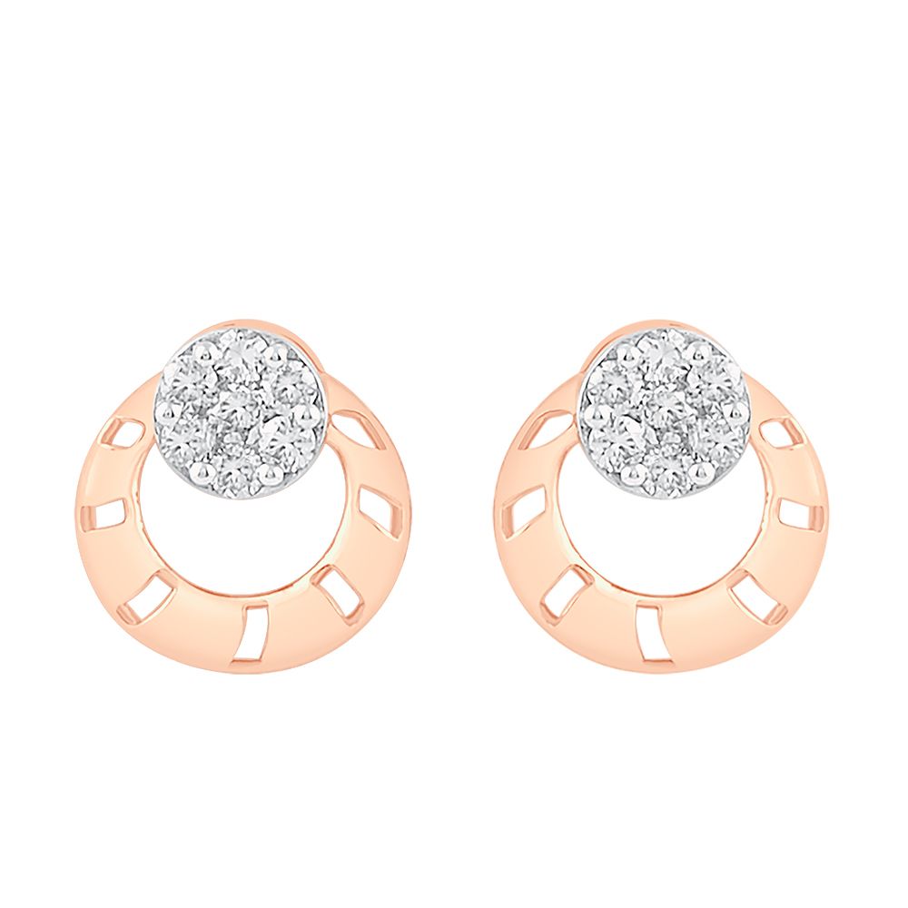 Round Diamond and Rose Gold Studs-Earrings-OER23J19-D900X0C