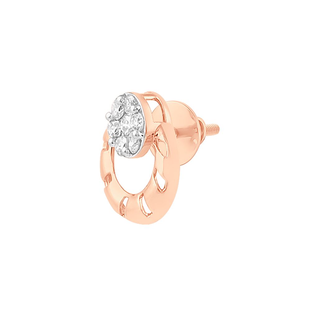 Round Diamond and Rose Gold Studs-Earrings-OER23J19-D900X0C