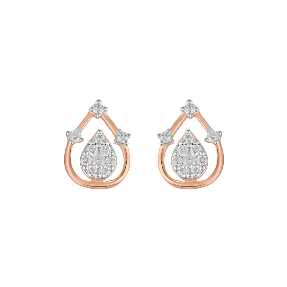 Sparkling Drop Design Diamond Earrings-Earrings-OER23J21-D900X0C