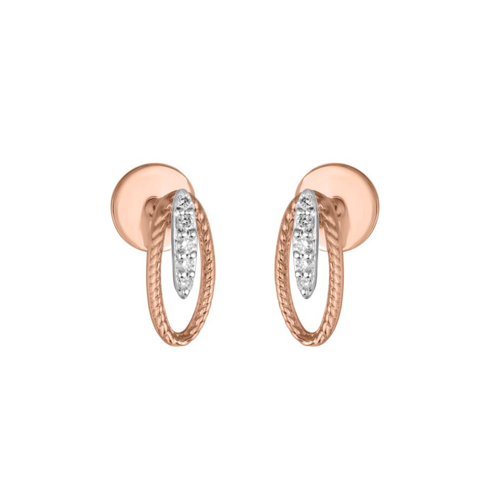 Simple Oval Design Diamond Studs-Earrings-OER23J23-D900X0C
