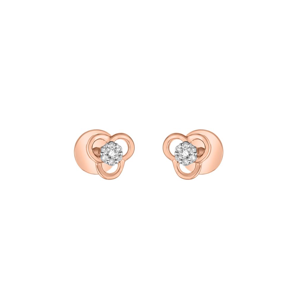 Floral Diamond and Rose Gold Studs-Earrings-OER23J25-D900X0C
