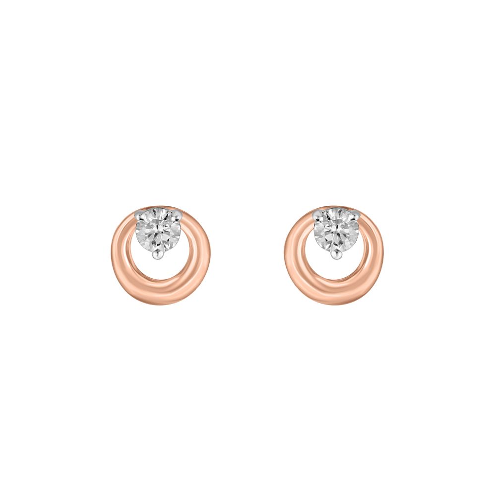 Geometric Design Rose Gold Studs-Earrings-OER23J26-D400X0C