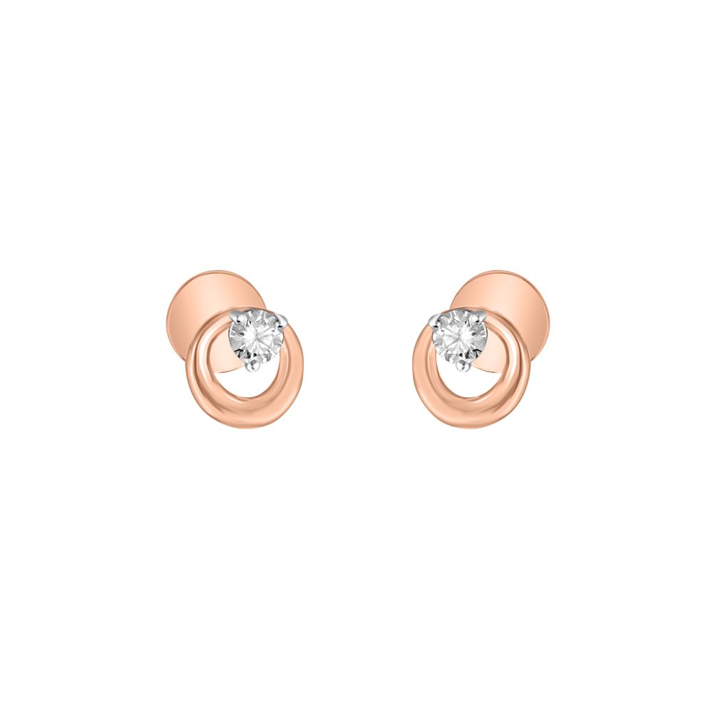 Geometric Design Rose Gold Studs-Earrings-OER23J26-D400X0C