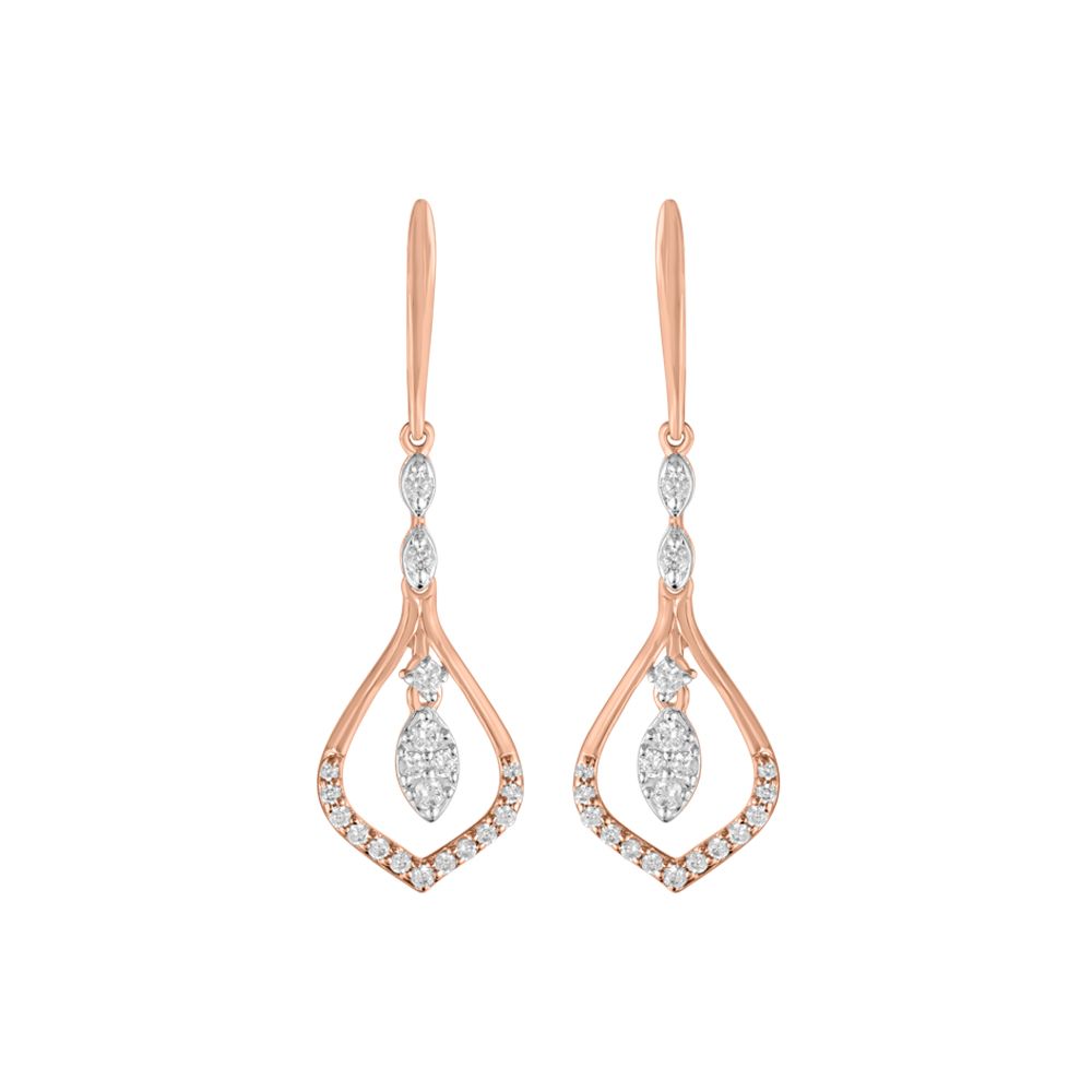 Eclectic Drop Design Diamond Earrings-Earrings-OER23J32-D900X0C