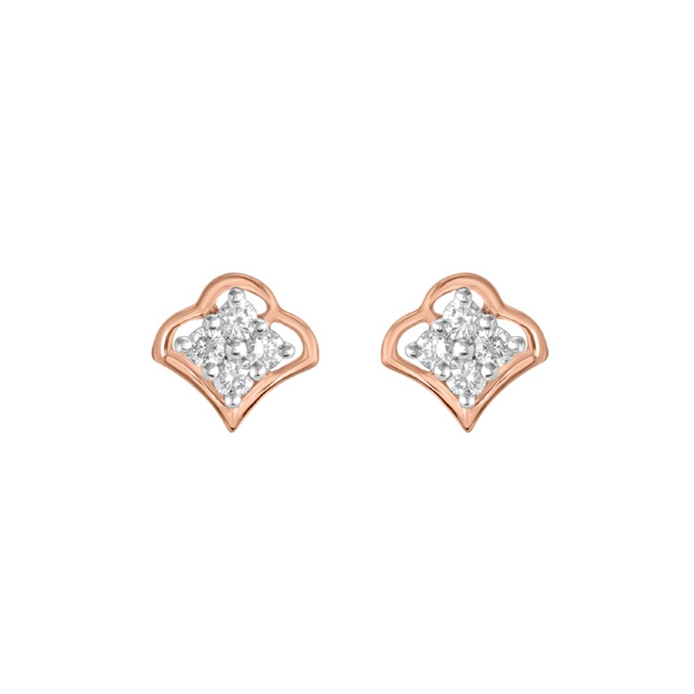 Square Diamond and Rose Gold Studs-Earrings-OER23J34-D900X0C