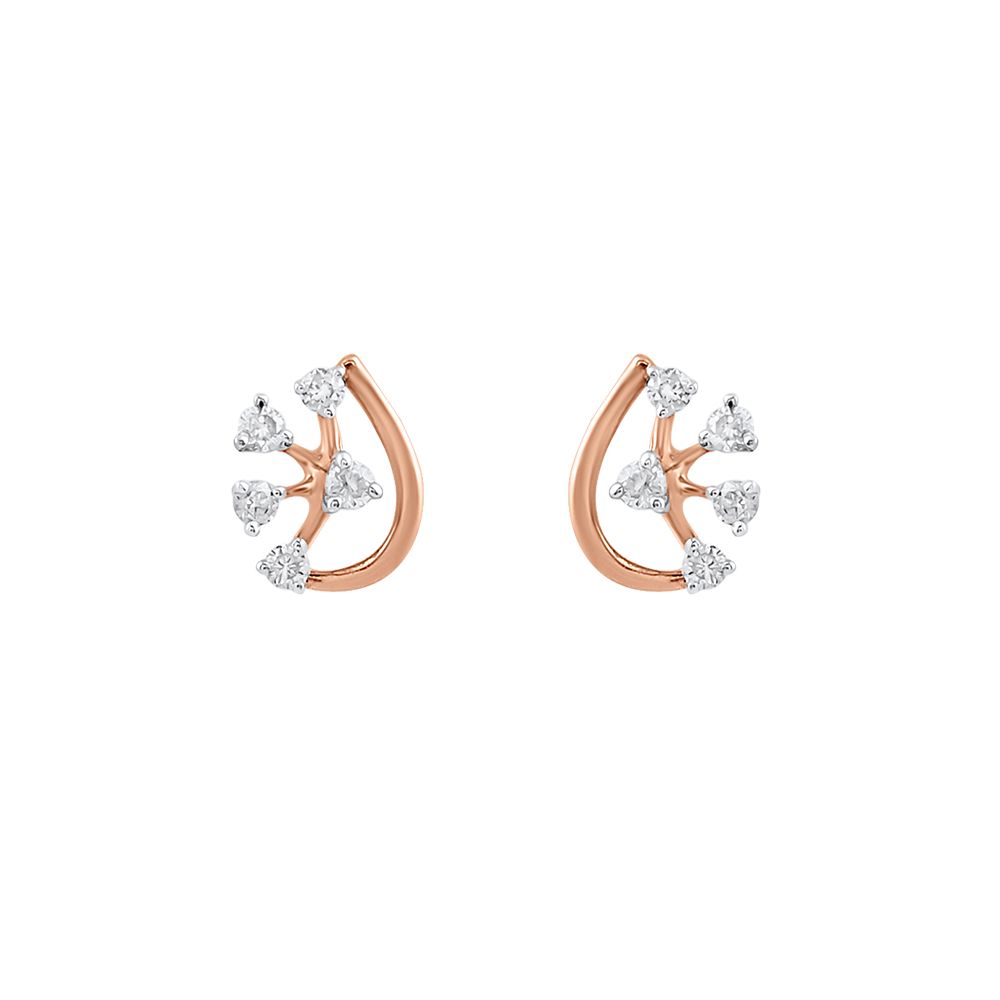Elegant Leaf Design Diamond Studs-Earrings-OER23J36-D900X0C