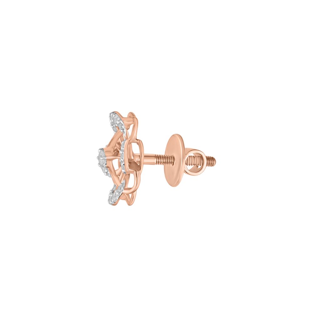 Floral Rose Gold and Diamond Studs-Earrings-OER23J43-D900X0C