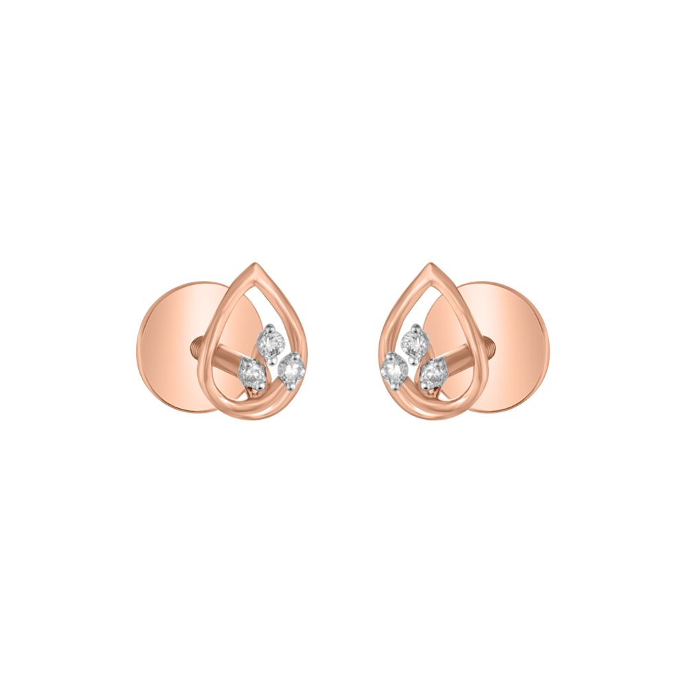 Graceful Diamond and Rose Gold Studs-Earrings-OER23J44-D900X0C