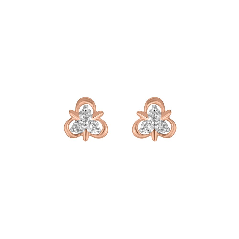 Triangular Rose Gold and Diamond Studs-Earrings-OER23J45-D900X0C