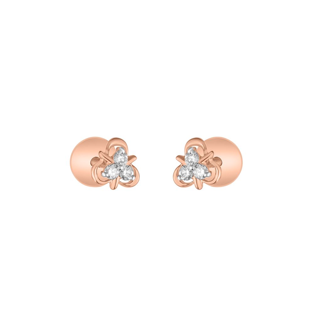 Triangular Rose Gold and Diamond Studs-Earrings-OER23J45-D900X0C