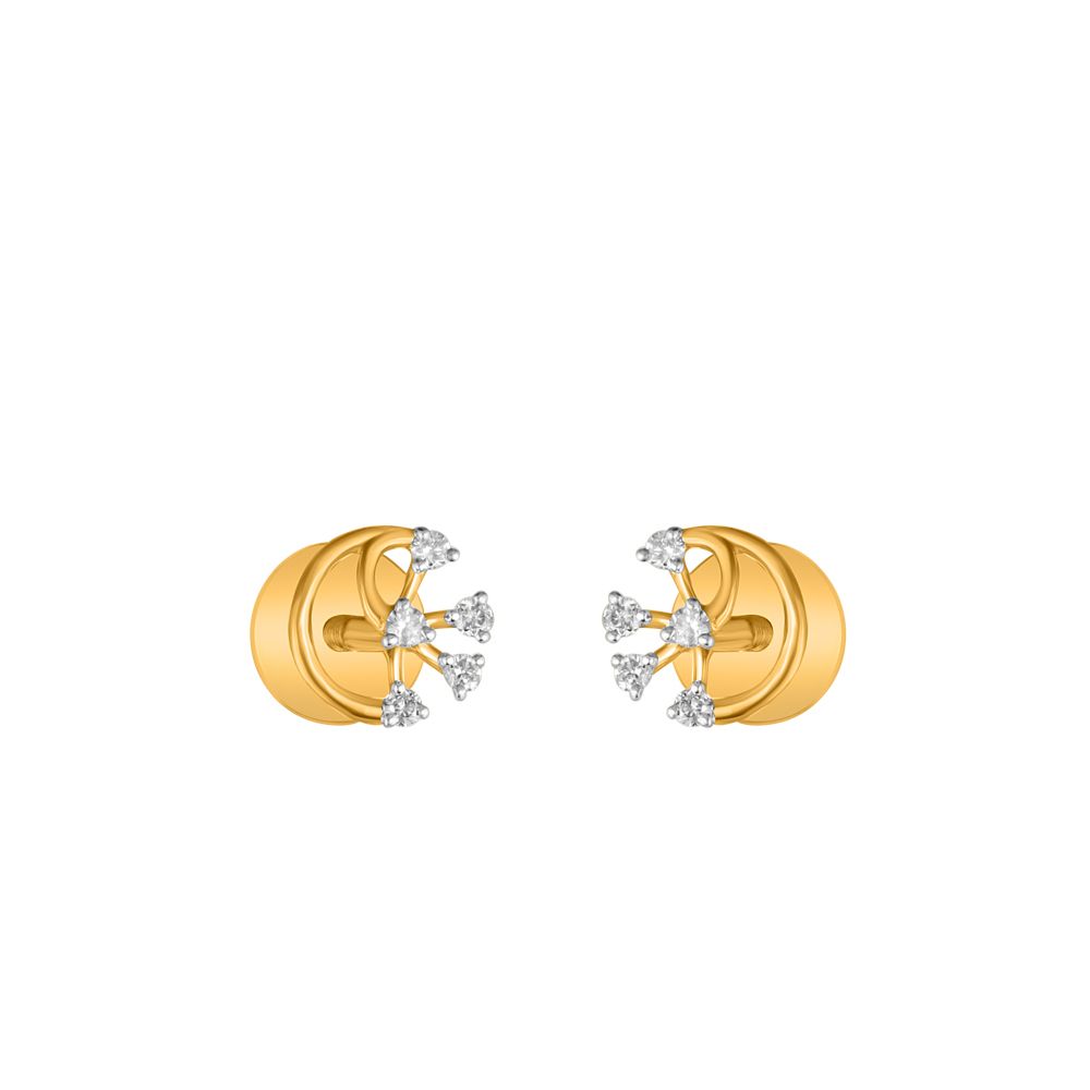 Simple Diamond and Yellow Gold Studs-Earrings-OER23J46-D900R0C