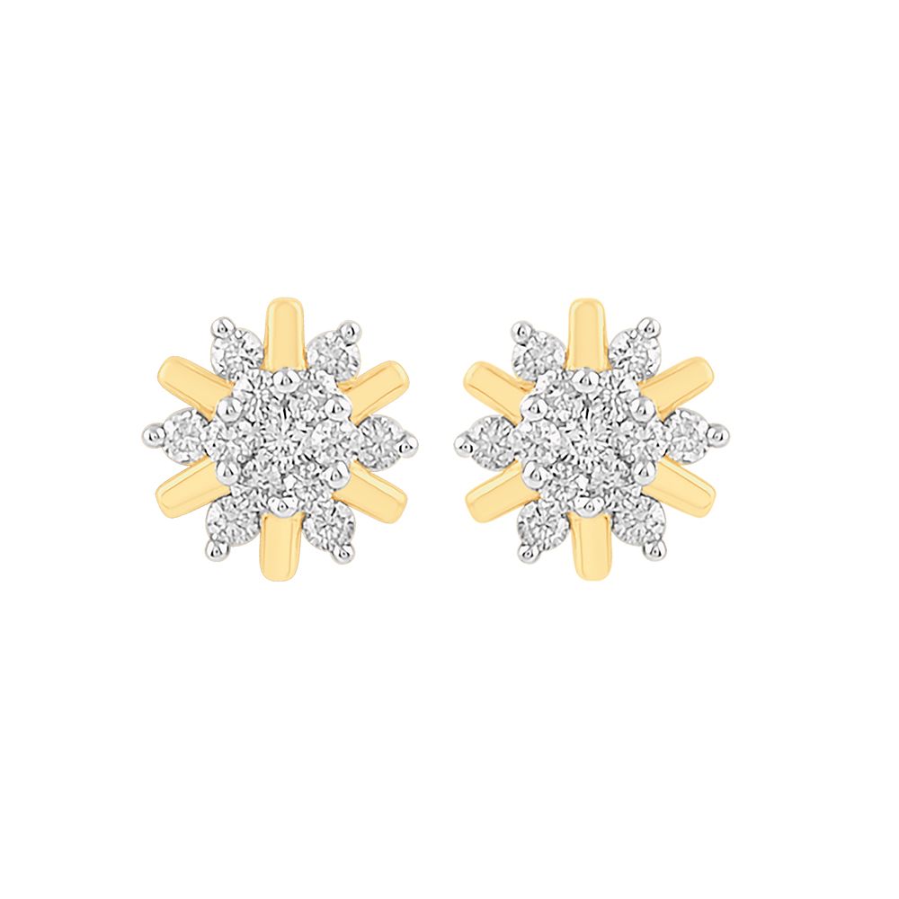 Glimmering Cluster Design Diamond Earrings-Earrings-OER23J48-D900R0C