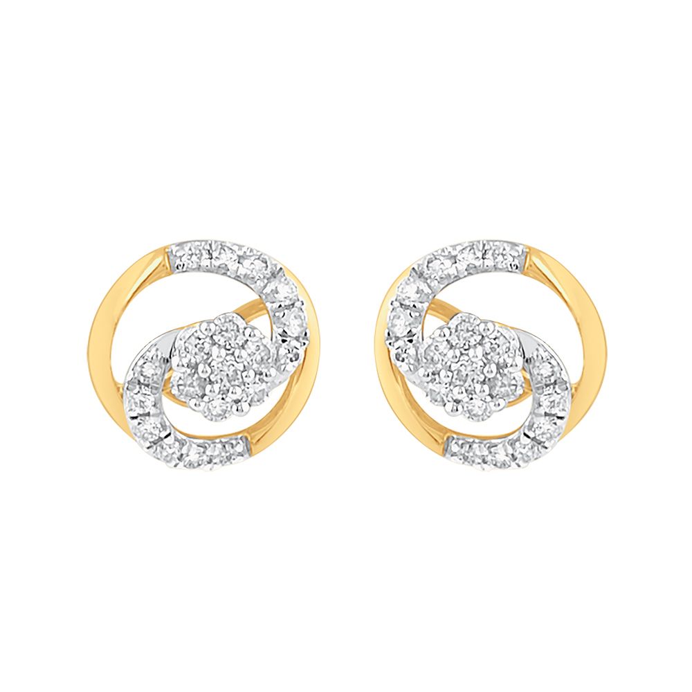 Classic Swirl Design Diamond Studs-Earrings-OER23J53-D900R0C