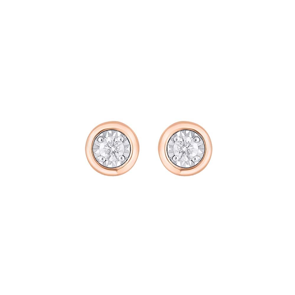 Refined Radiance Rose Gold Diamond Earrings-Earrings-OER23J61-D400X0B
