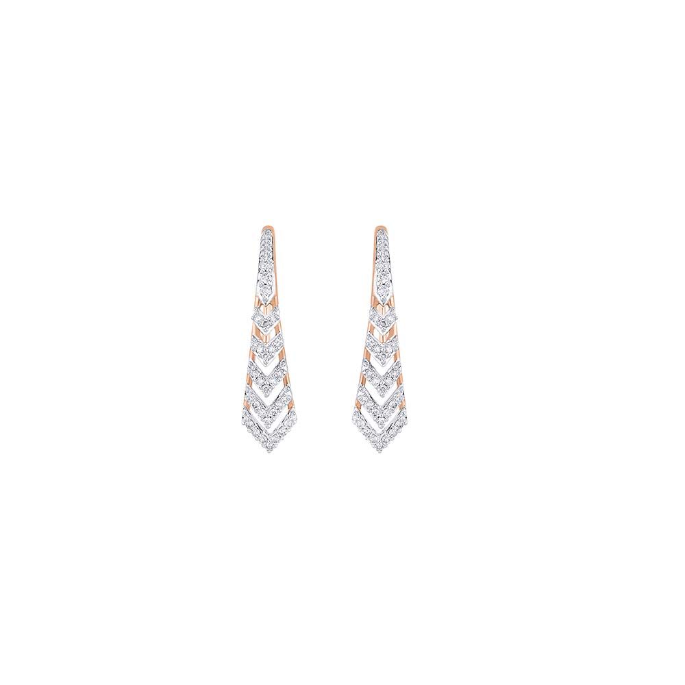 Chevron Design Diamond Earrings-Earrings-OER23J67-D900X0C