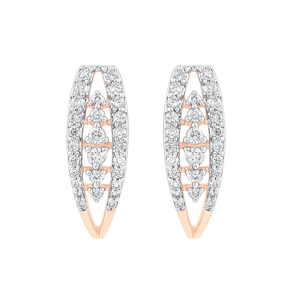 Radiant Rose Gold And Diamond Earrings-Earrings-OER23J68-D400X0B