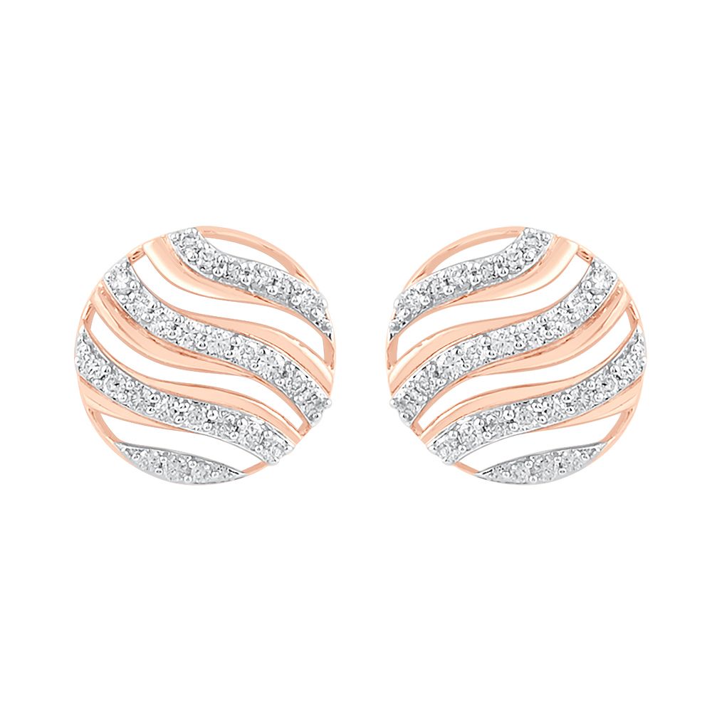Glimmering Rose Gold And Diamond Earrings-Earrings-OER23J76-D400X0B