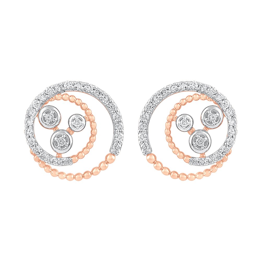 Celestial Rose Gold And Diamond Earrings-Earrings-OER23J77-D400X0B