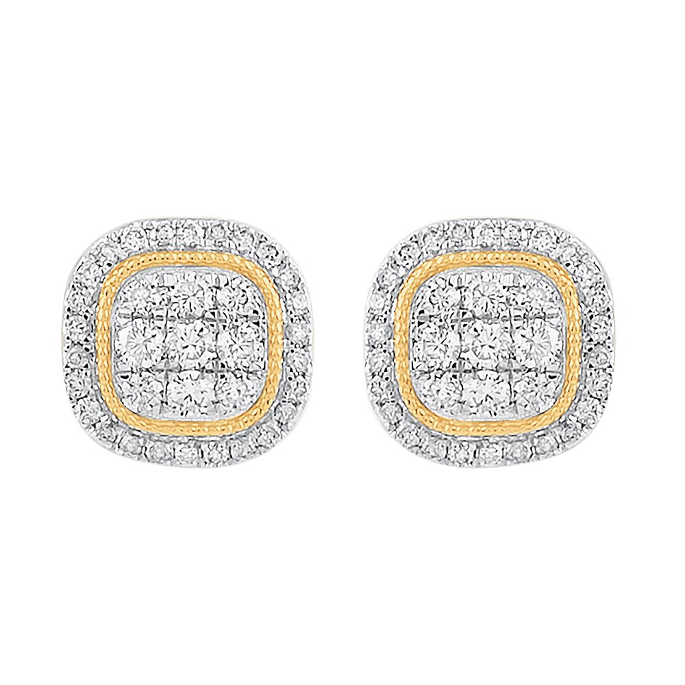 Luminescent Yellow Gold And Diamond Earrings-Earrings-OER23J79-D400R0B