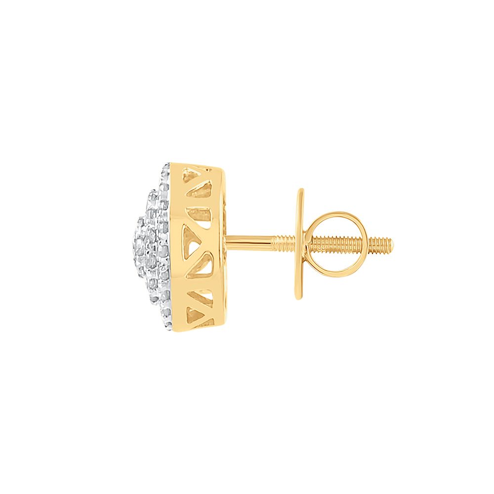 Facet rich Yellow Gold And Diamond Earrings-Earrings-OER23J80-D400R0B