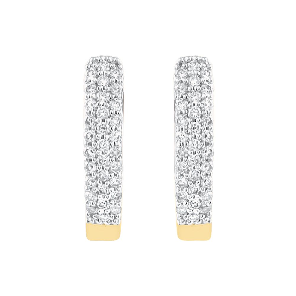 Frosted Yellow Gold And Diamond Earrings-Earrings-OER23J85-D400R0B